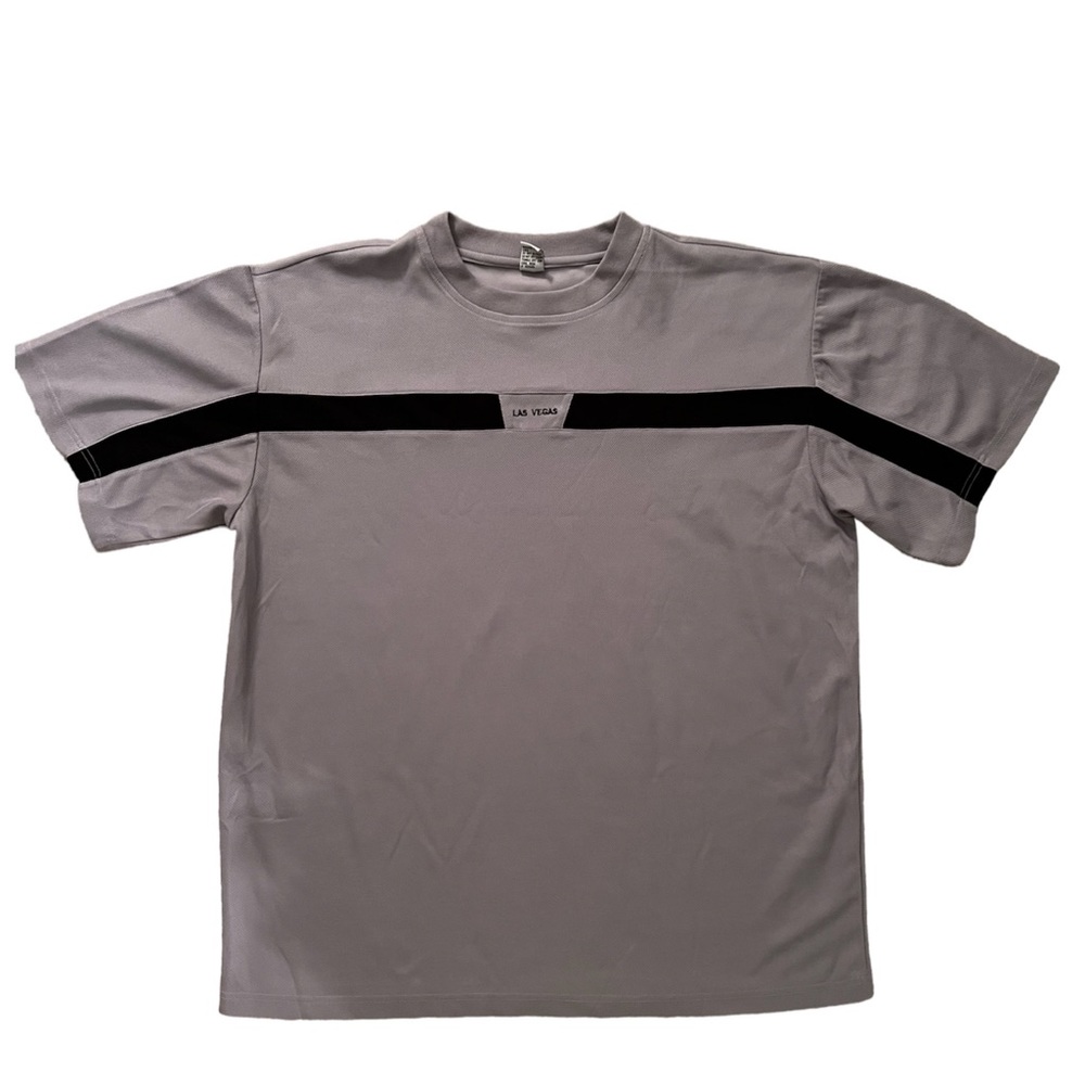 Mens Vintage Gray & Black Las Vegas Mesh T-shirt